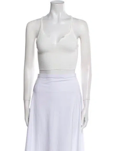 Pre-owned Éterne V-neck Sleeveless Crop Top In White