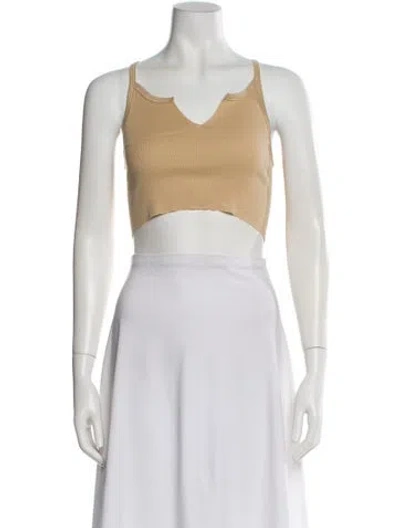 Pre-owned Éterne V-neck Sleeveless Crop Top In White