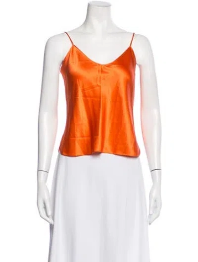 Pre-owned Éterne V-neck Sleeveless Top In Orange