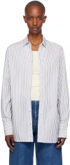 Éterne White & Black Poplin Oversized Button Down Stripe Shirt In Wht/blk Stripe