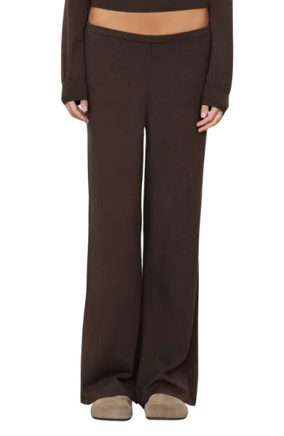 Éterne Eterne Wide Leg Cotton And Cashmere Lounge Pants In Brown