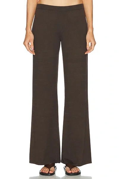 Éterne Wide Leg Cotton Cashmere Lounge Pant In Brown