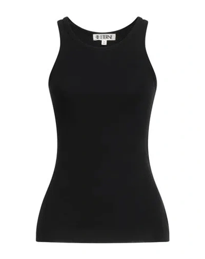 Éterne Woman Tank Top Black Size M Cotton, Modal, Elastane