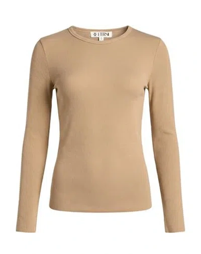 Éterne Woman T-shirt Camel Size L Cotton, Modal, Elastane In Neutral
