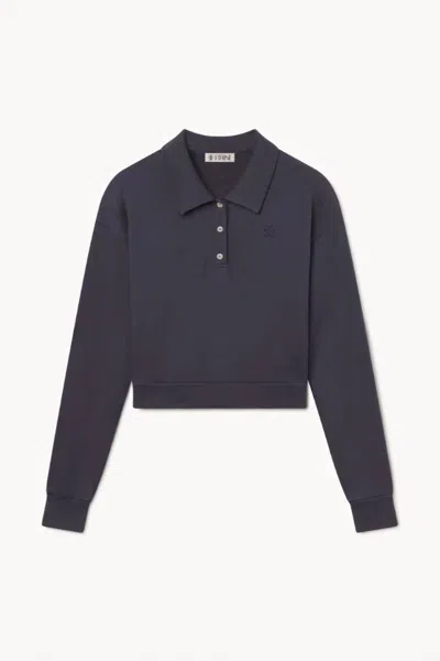 Éterne Women's Cropped Polo Sweatshirt In Washed Navy In Silver