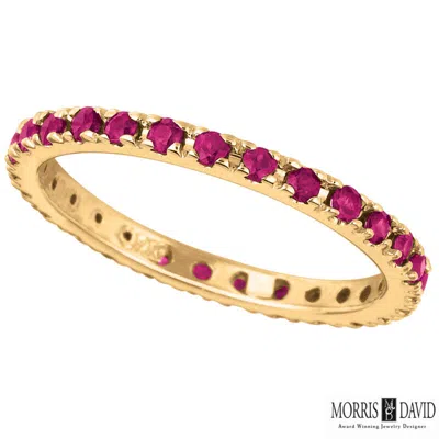 Pre-owned Eternity 0.81 Carat Natural Ruby  Band Ring 14k Yellow Gold In Red