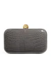 Ethan K Crocodile Leather Clutch Bag In Grey