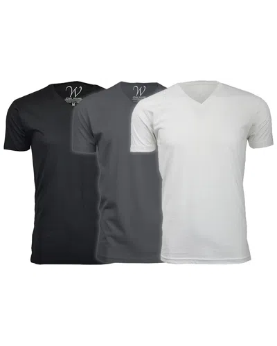 Ethan Williams Set Of 3 Ultra Soft Suede V-neck T-shirt In White