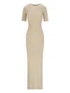 Ether Apus Ribbed Short-sleeve Maxi Dress In Neutral