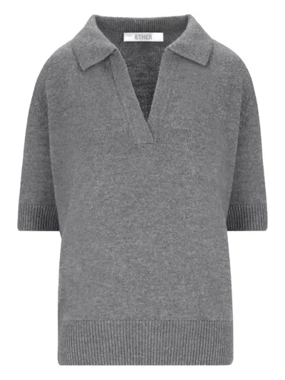 Ether Maru Polo-collar Sweater In Gray