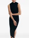 Ether Ribbed High-neck Midi Dress
