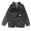 Ethik Men's Denim Anorak Removable Jacket In Black Acidwash