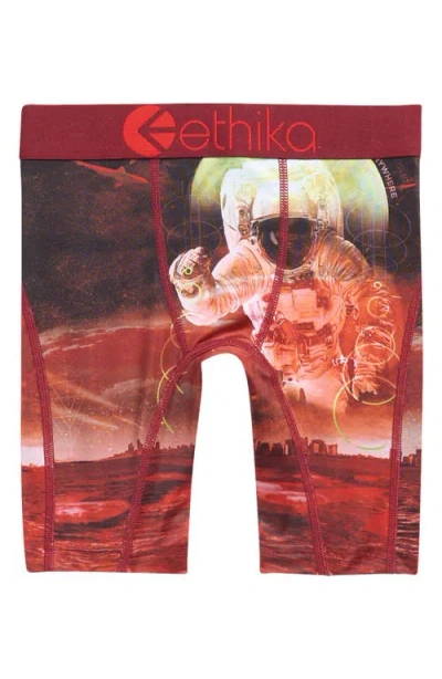 Ethika Kids' Crimson Orbit Boxer Briefs In Red