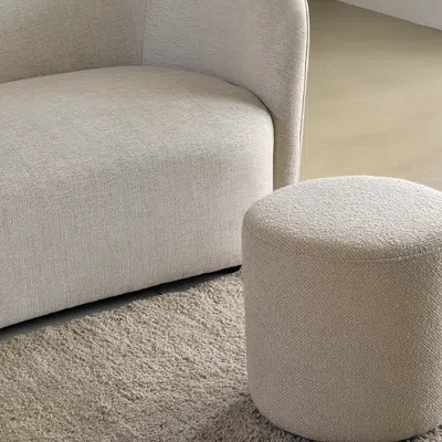 Ethnicraft Barrow Pouf, Medium In Off White