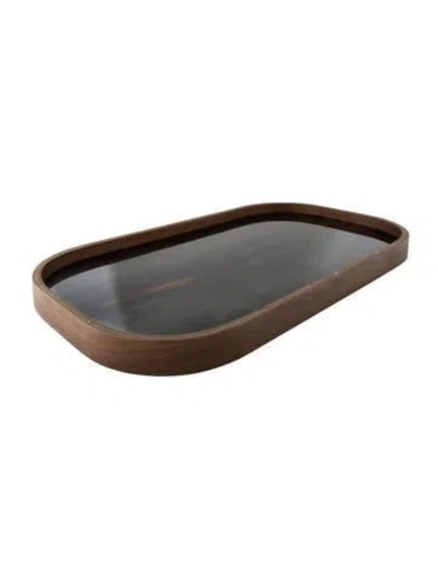 Pre-owned Ethnicraft Bronze Organic Glass Valet Tray - Rectangular In Brown