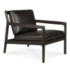 Ethnicraft Jack Lounge Chair In Dark Brown Leather In Mahogany Dark Brown W/ Black Leather Cus