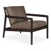 Ethnicraft Jack Lounge Chair In Leather In Mahogany Dark Brown W/ Terra Nubuck Leat