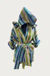 Ethnique Lain Handmade Robe Jacket In Rainbow In Blue