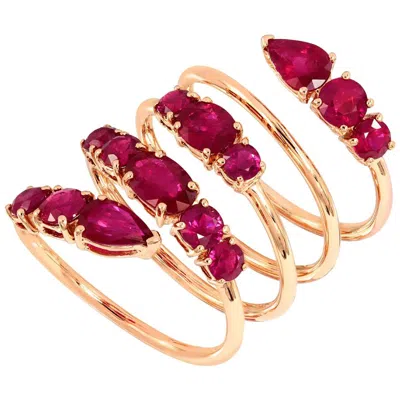 Pre-owned Etho Maria 18 Karat Rose Gold And Sapphire Wrap Ring In Red