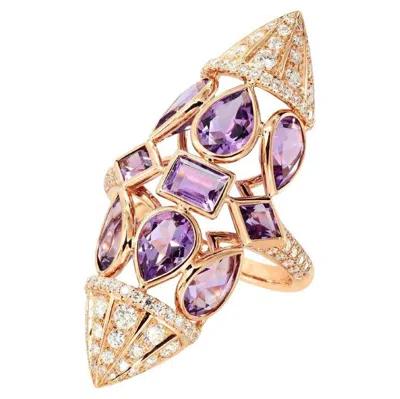 Pre-owned Etho Maria 18k Gold And Amethyst Ring In Purple