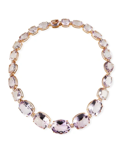 Etho Maria 18k Pink Gold Graduated Amethyst Necklace In Metallic