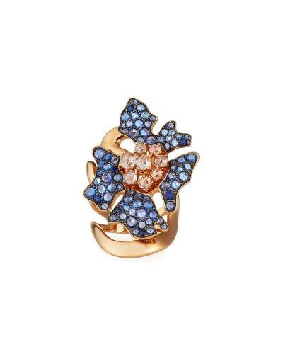 Etho Maria 18k Rose Gold Sapphire & Diamond Flower Ring