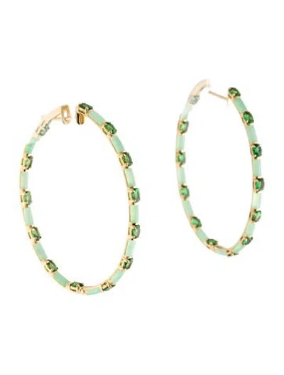 Pre-owned Etho Maria 18k Tsavorite Garnet & Chrysoprase Dolce Hoop Earrings In Multicolor