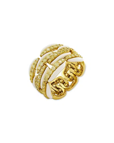 Etho Maria 18k Yellow Gold & Ceramic Lop Diamond Multirow Ring