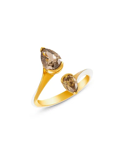 Etho Maria 18k Yellow Gold Brown & Brown Orange Diamond Pear Bypass Ring