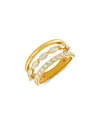 Etho Maria 18k Yellow Gold My Etho Ii Diamond Triple Row Openwork Ring In Gold