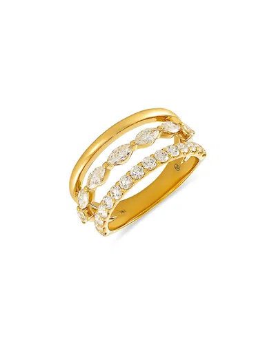 Etho Maria 18k Yellow Gold My Etho Ii Diamond Triple Row Openwork Ring