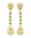 Etho Maria 18k Yellow Gold Yellow Diamond Pear And Emerald Cut & White Ceramic Drop Earrings In Gold