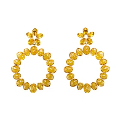 Pre-owned Etho Maria Citrine Topaz And 18 Karat Rose Gold Circle Dangle Earrings In Red