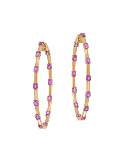 Etho Maria Women's Dolce 18k Rose Gold & Pink Sapphire Hoop Earrings