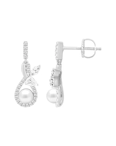 Ethos Creations Brilliant Bloom 14k 0.75 Ct. Tw. Lab-grown Diamond & 5.5mm Pearl Earrings