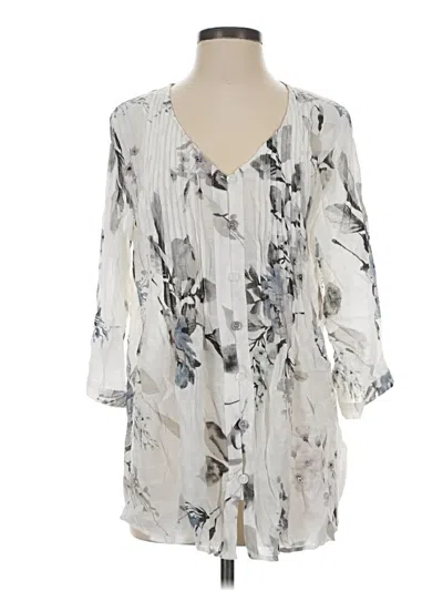 Pre-owned Ethyl 3/4 Sleeve Blouse In Silver