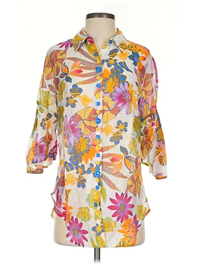 Pre-owned Ethyl 3/4 Sleeve Button Down Shirt In Yellow