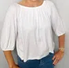 Ethyl Brussels Peasant Top In White In White
