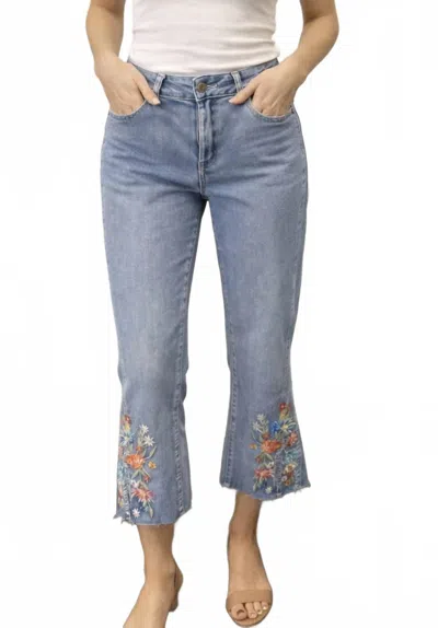 Ethyl Embroidered Crop Jean In Light Blue