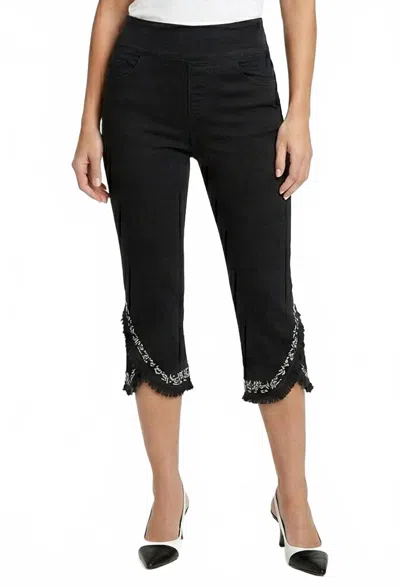 Ethyl Embroidered Crop Pant With Tulip Hem In Memorable In Black