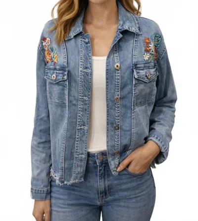 Ethyl Embroidered Jean Jacket In Blue