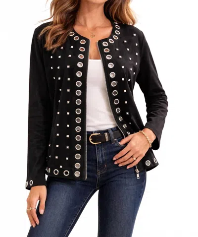 Ethyl Faux Suede Glimmer Jacket In Black