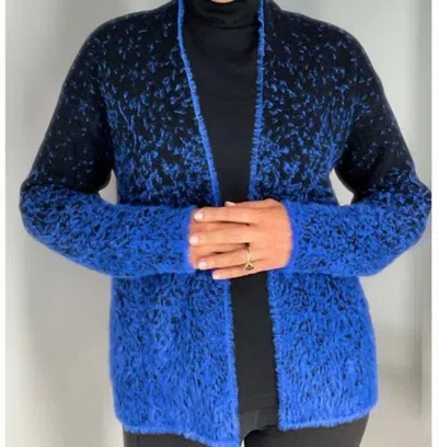 Ethyl Fuzzy Cardigan In Royal/black In Blue