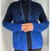 Ethyl Fuzzy Cardigan In Royal/black In Multi