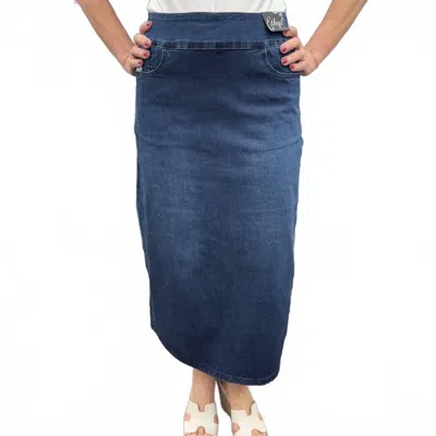 Ethyl Svelte Stretch Skirt In Dark Denim In Blue