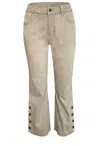 Ethyl Women's Button Trim Capri In Tan