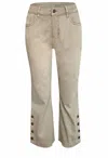 Ethyl Women's Button Trim Capri In Tan In Neutral