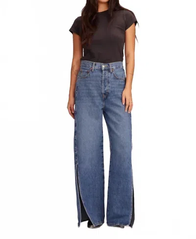 Etica Hanna Split Leg Barrel Jeans In Gold Rush In Blue