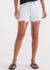 Etica Haven High Waist Relaxed Denim Cutoff Shorts In Multi