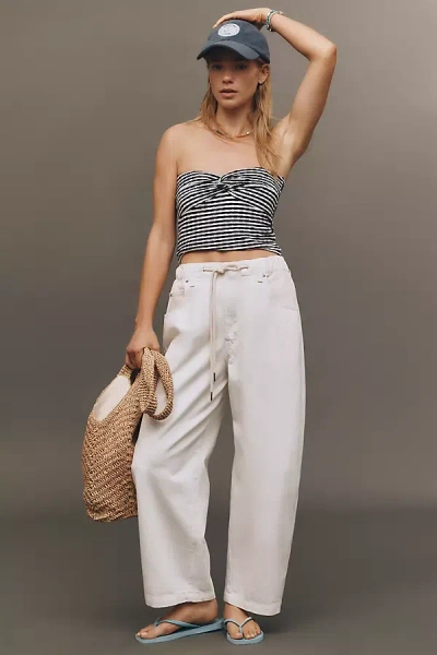 Etica Jackson Drawstring High-rise Barrel Jeans In White